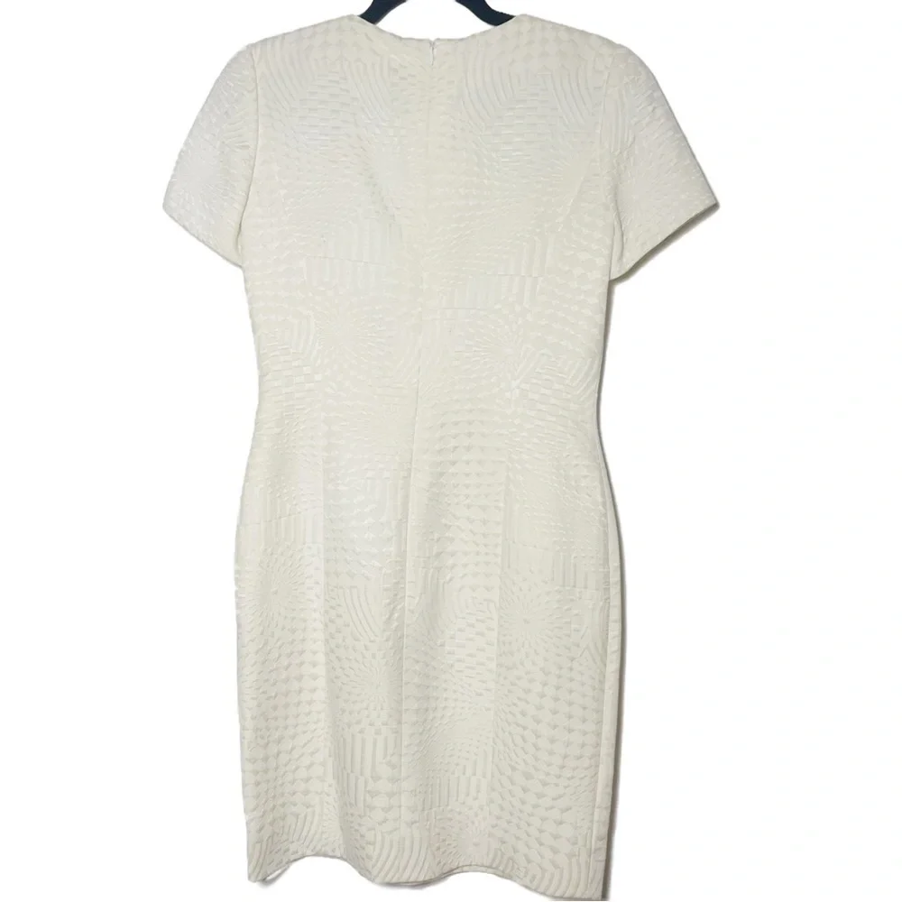 Vintage Escada Cream Jacquard Sheath Dress Silk Blend EU 34 US 4 minimal luxe - Picture 5 of 9